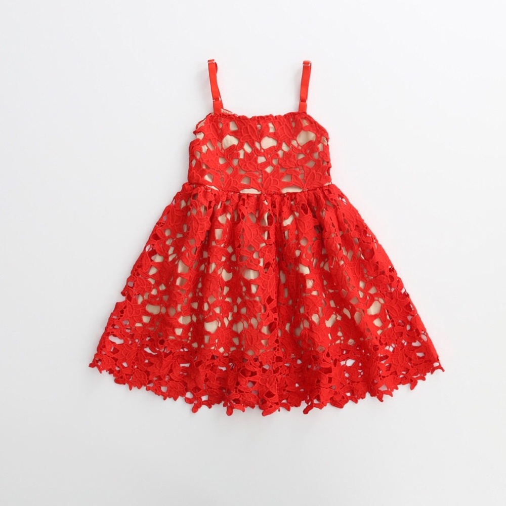Nadia- Red Eyelet Dress